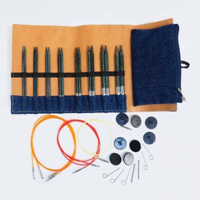 Набор съемных укороченных спиц "Denim Indigo Wood Mini", длина 6,7см, KnitPro