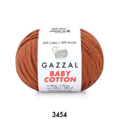 GAZZAL  BABY COTTON   3454  - 60% Хлопок, 40% Акрил 50 г/165 м